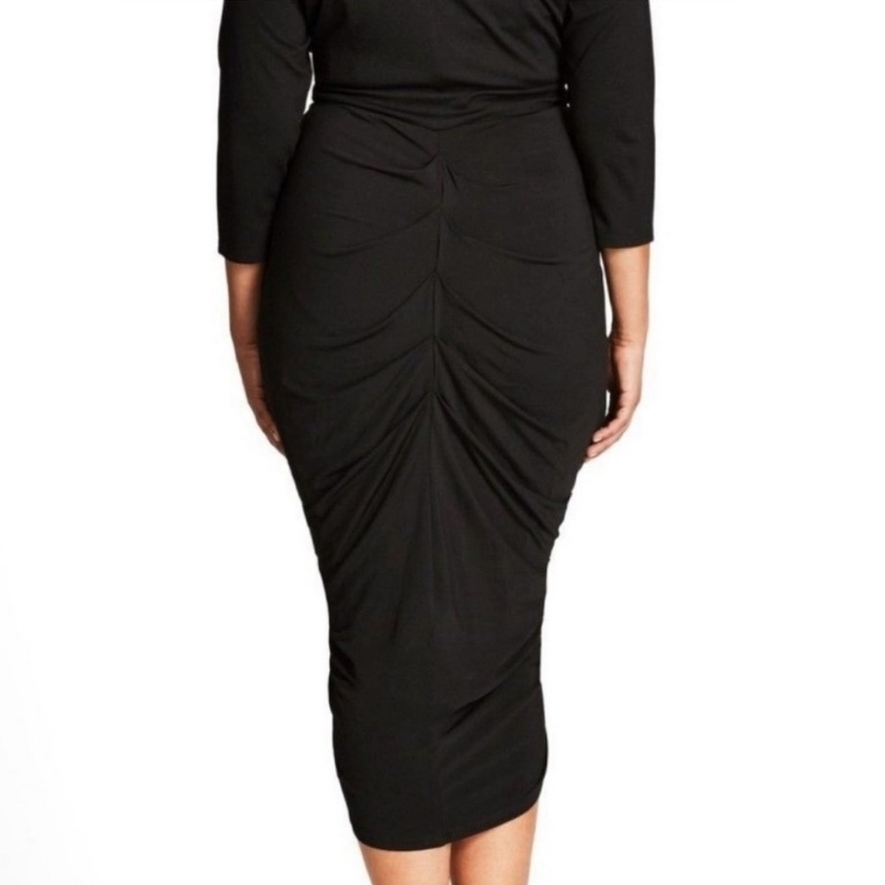 CITY Chic Zip Front Drape Long Sleeve Black Dress size 20W - Picture 6 of 7